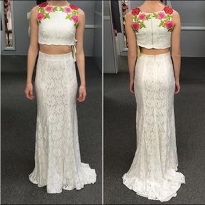 Cassandra Stone by Mac Dugagal 2-piece Lace Gown